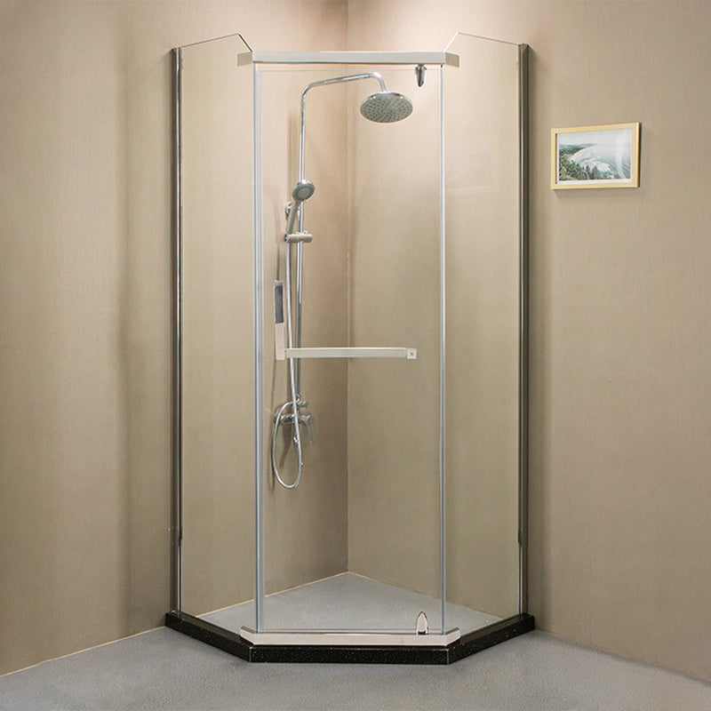 Pivot Transparent Shower Bath Door Transparent Shower Door with Door Handle Silver Clearhalo 'Bathroom Remodel & Bathroom Fixtures' 'Home Improvement' 'home_improvement' 'home_improvement_shower_tub_doors' 'Shower and Tub Doors' 'shower_tub_doors' 'Showers & Bathtubs' 7292400