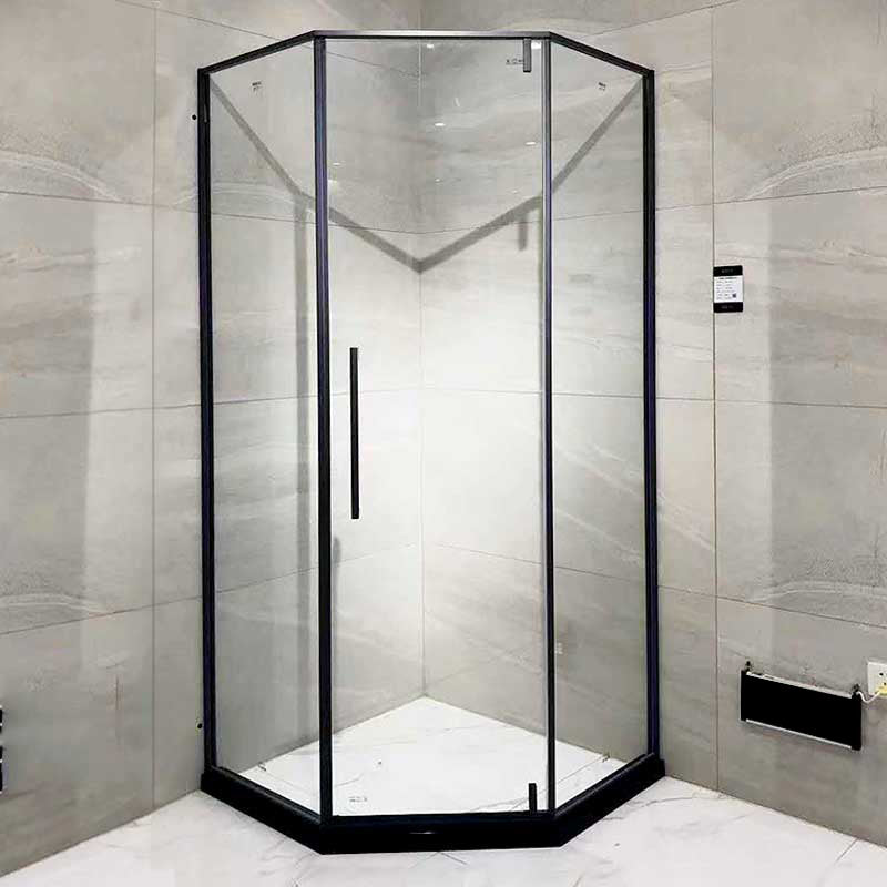 Pivot Transparent Shower Bath Door Transparent Shower Door with Door Handle Matte Black Clearhalo 'Bathroom Remodel & Bathroom Fixtures' 'Home Improvement' 'home_improvement' 'home_improvement_shower_tub_doors' 'Shower and Tub Doors' 'shower_tub_doors' 'Showers & Bathtubs' 7292401
