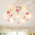 Countryside Spiral Semi Mount Lighting 7 Lights White Glass Flush Ceiling Light Fixture for Living Room White Clearhalo 'Ceiling Lights' 'Close To Ceiling Lights' 'Close to ceiling' 'Semi-flushmount' Lighting' 729294