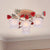 4/6-Light Frosted Glass Flush Mount Countryside Coffee Floral Dining Room Semi Flush Light Fixture 4 Coffee Clearhalo 'Ceiling Lights' 'Close To Ceiling Lights' 'Close to ceiling' 'Semi-flushmount' Lighting' 729299