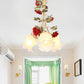 Cream Glass Coffee Drop Lamp Blossom 3/5 Bulbs Pastoral Pendant Chandelier for Dining Room Clearhalo 'Ceiling Lights' 'Chandeliers' Lighting' options 729425