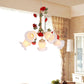 Cream Glass Coffee Drop Lamp Blossom 3/5 Bulbs Pastoral Pendant Chandelier for Dining Room Clearhalo 'Ceiling Lights' 'Chandeliers' Lighting' options 729430