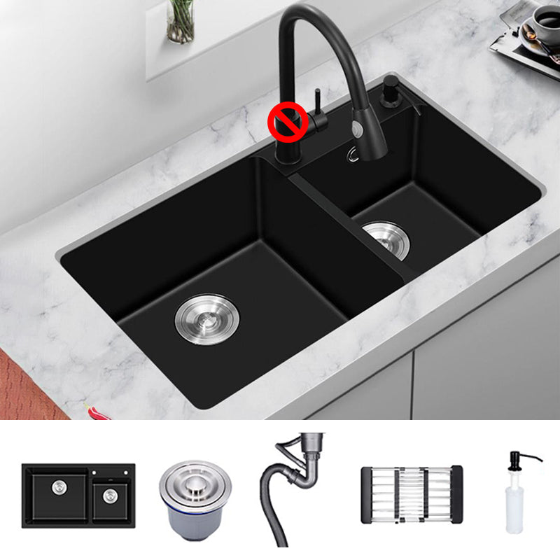 Modern Style Kitchen Sink Quartz Soundproof Kitchen Double Sink with Drain Assembly Sink Only None Clearhalo 'Home Improvement' 'home_improvement' 'home_improvement_kitchen_sinks' 'Kitchen Remodel & Kitchen Fixtures' 'Kitchen Sinks & Faucet Components' 'Kitchen Sinks' 'kitchen_sinks' 7294884