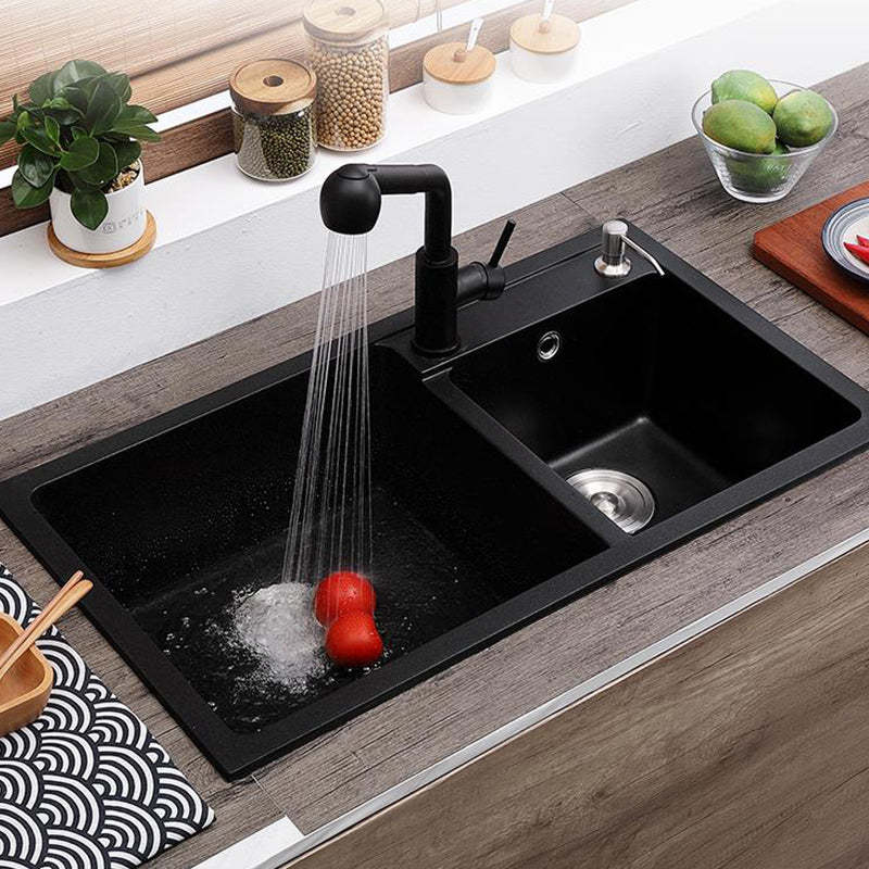 Modern Style Kitchen Sink Quartz Soundproof Kitchen Double Sink with Drain Assembly Clearhalo 'Home Improvement' 'home_improvement' 'home_improvement_kitchen_sinks' 'Kitchen Remodel & Kitchen Fixtures' 'Kitchen Sinks & Faucet Components' 'Kitchen Sinks' 'kitchen_sinks' 7294896