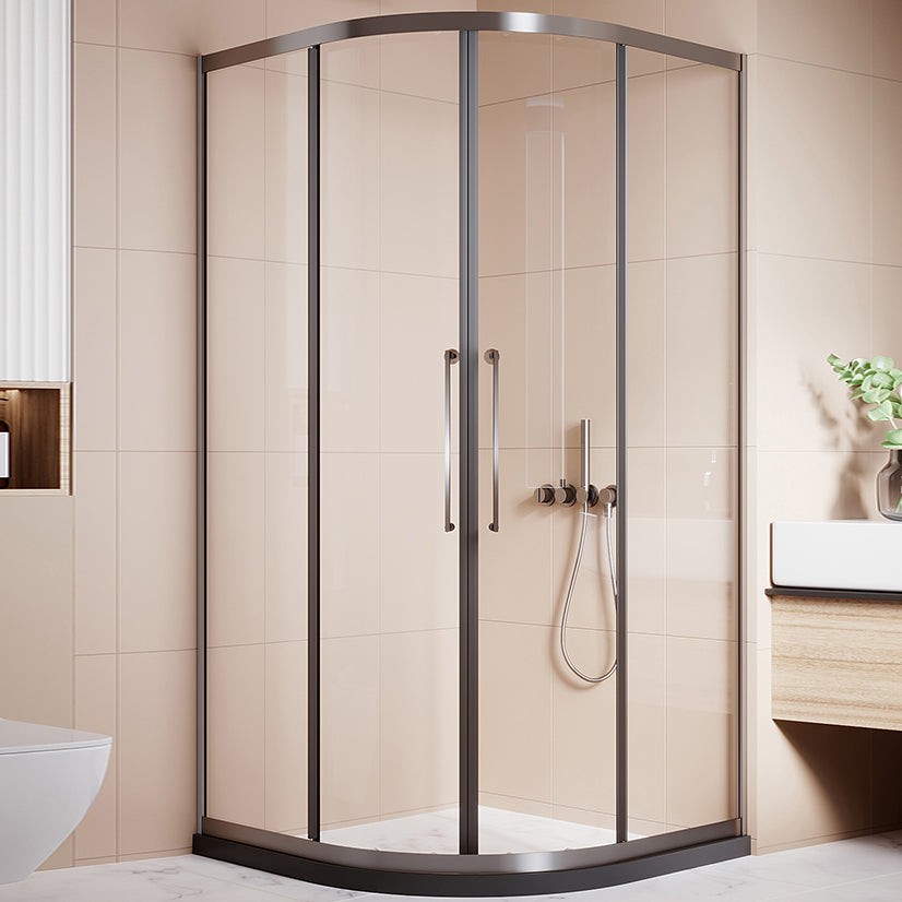 Round Shower Enclosure Double Sliding Door Tempered Glass Shower Room Gray Clearhalo 'Bathroom Remodel & Bathroom Fixtures' 'Home Improvement' 'home_improvement' 'home_improvement_shower_stalls_enclosures' 'Shower Stalls & Enclosures' 'shower_stalls_enclosures' 'Showers & Bathtubs' 7294957