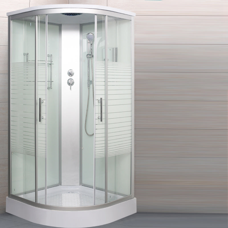 Round Shower Enclosure Double Sliding Door Shower Room with Shower Head Striped Clearhalo 'Bathroom Remodel & Bathroom Fixtures' 'Home Improvement' 'home_improvement' 'home_improvement_shower_stalls_enclosures' 'Shower Stalls & Enclosures' 'shower_stalls_enclosures' 'Showers & Bathtubs' 7294972