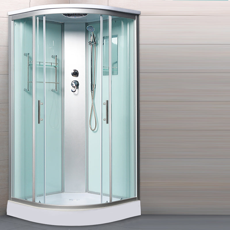 Round Shower Enclosure Double Sliding Door Shower Room with Shower Head Clear Glass Clearhalo 'Bathroom Remodel & Bathroom Fixtures' 'Home Improvement' 'home_improvement' 'home_improvement_shower_stalls_enclosures' 'Shower Stalls & Enclosures' 'shower_stalls_enclosures' 'Showers & Bathtubs' 7294973