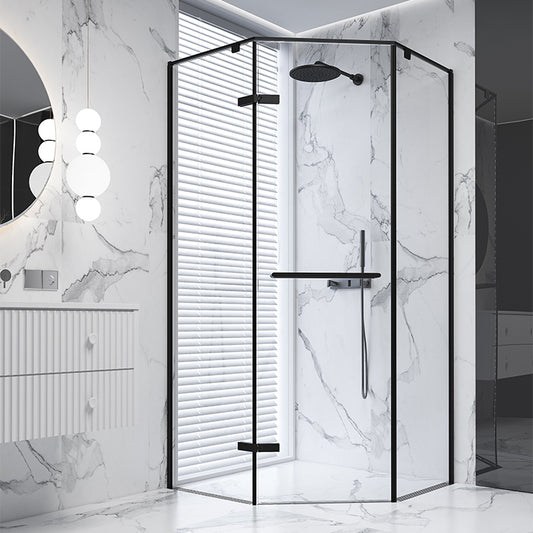 Neo-Angle Shower Enclosure Semi Frameless Door Hinged Shower Room Clearhalo 'Bathroom Remodel & Bathroom Fixtures' 'Home Improvement' 'home_improvement' 'home_improvement_shower_stalls_enclosures' 'Shower Stalls & Enclosures' 'shower_stalls_enclosures' 'Showers & Bathtubs' 7294985