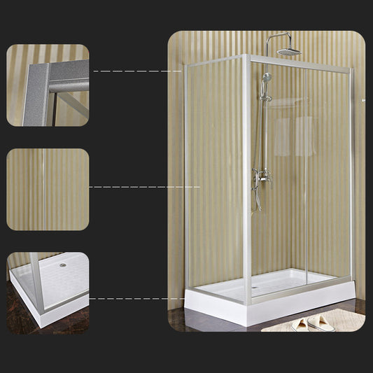 Rectangular Shower Kit Semi Frameless Tempered Glass Shower Enclosure Clearhalo 'Bathroom Remodel & Bathroom Fixtures' 'Home Improvement' 'home_improvement' 'home_improvement_shower_stalls_enclosures' 'Shower Stalls & Enclosures' 'shower_stalls_enclosures' 'Showers & Bathtubs' 7295007