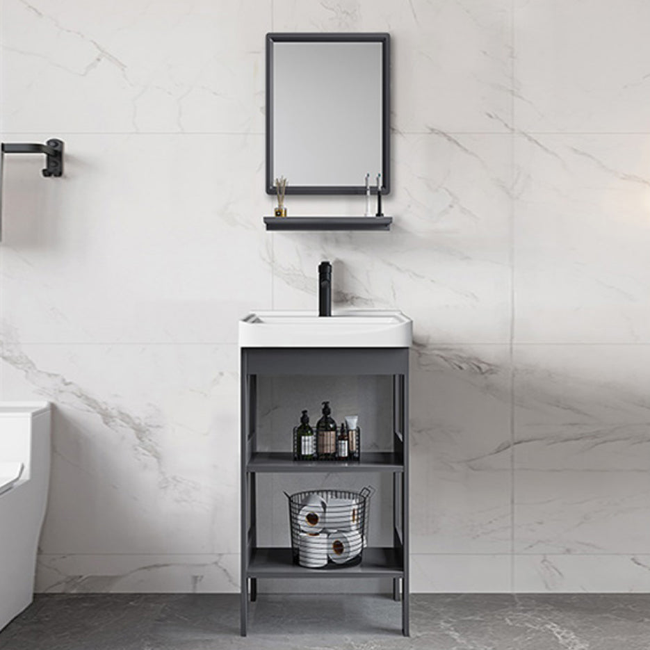 Modern Metal Vanity Set Open Storage Single Sink Vanity for Washroom Clearhalo 'Bathroom Remodel & Bathroom Fixtures' 'Bathroom Vanities' 'bathroom_vanities' 'Home Improvement' 'home_improvement' 'home_improvement_bathroom_vanities' 7295171