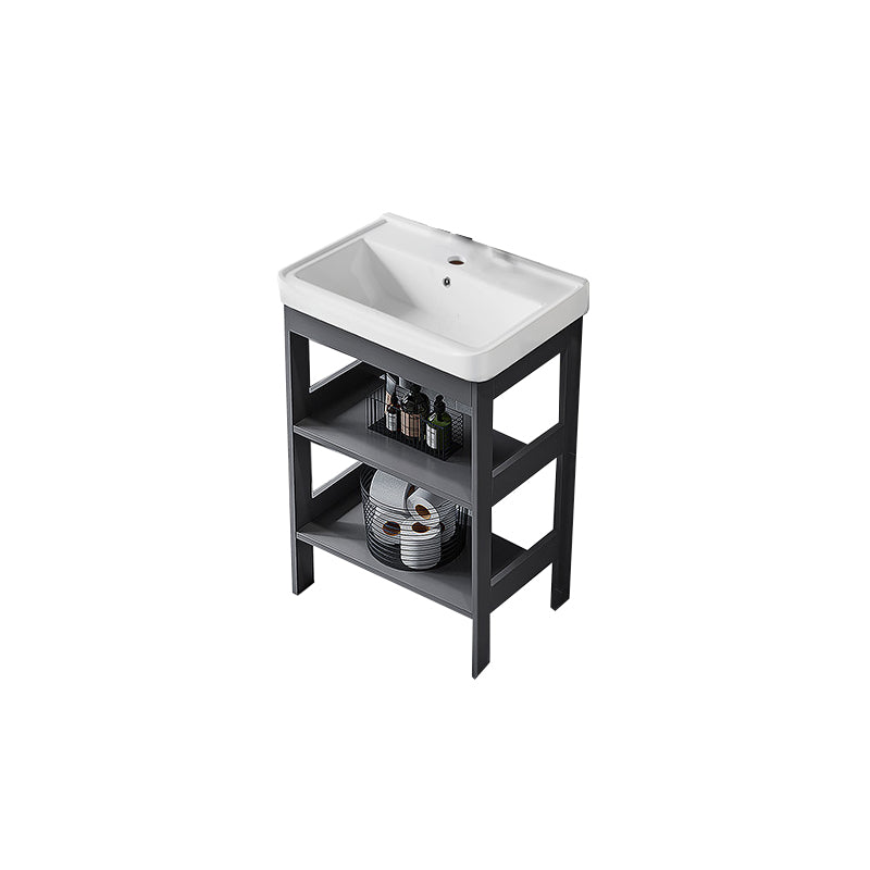 Modern Metal Vanity Set Open Storage Single Sink Vanity for Washroom Bathroom Vanity 20"L x 14"W x 31"H Clearhalo 'Bathroom Remodel & Bathroom Fixtures' 'Bathroom Vanities' 'bathroom_vanities' 'Home Improvement' 'home_improvement' 'home_improvement_bathroom_vanities' 7295186