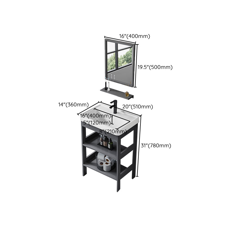 Modern Metal Vanity Set Open Storage Single Sink Vanity for Washroom Clearhalo 'Bathroom Remodel & Bathroom Fixtures' 'Bathroom Vanities' 'bathroom_vanities' 'Home Improvement' 'home_improvement' 'home_improvement_bathroom_vanities' 7295195