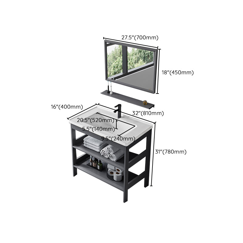 Modern Metal Vanity Set Open Storage Single Sink Vanity for Washroom Clearhalo 'Bathroom Remodel & Bathroom Fixtures' 'Bathroom Vanities' 'bathroom_vanities' 'Home Improvement' 'home_improvement' 'home_improvement_bathroom_vanities' 7295198
