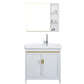White Bathroom Vanity Metal Frame Single Sink Rectangular Freestanding Vanity with Mirror Clearhalo 'Bathroom Remodel & Bathroom Fixtures' 'Bathroom Vanities' 'bathroom_vanities' 'Home Improvement' 'home_improvement' 'home_improvement_bathroom_vanities' 7295241