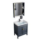 Blue Bath Vanity Freestanding Rectangular 2 Doors Single Sink Metal Frame Bathroom Vanity Vanity & Faucet & Mirror Cabinet 24"L x 16"W x 31"H Ceramic Clearhalo 'Bathroom Remodel & Bathroom Fixtures' 'Bathroom Vanities' 'bathroom_vanities' 'Home Improvement' 'home_improvement' 'home_improvement_bathroom_vanities' 7295280