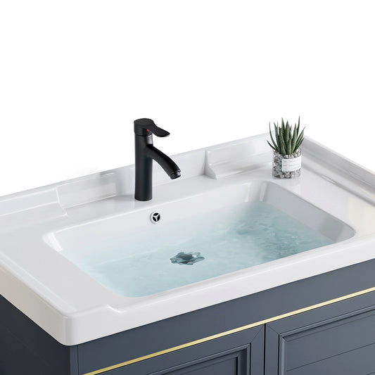 Blue Bath Vanity Freestanding Rectangular 2 Doors Single Sink Metal Frame Bathroom Vanity Clearhalo 'Bathroom Remodel & Bathroom Fixtures' 'Bathroom Vanities' 'bathroom_vanities' 'Home Improvement' 'home_improvement' 'home_improvement_bathroom_vanities' 7295287