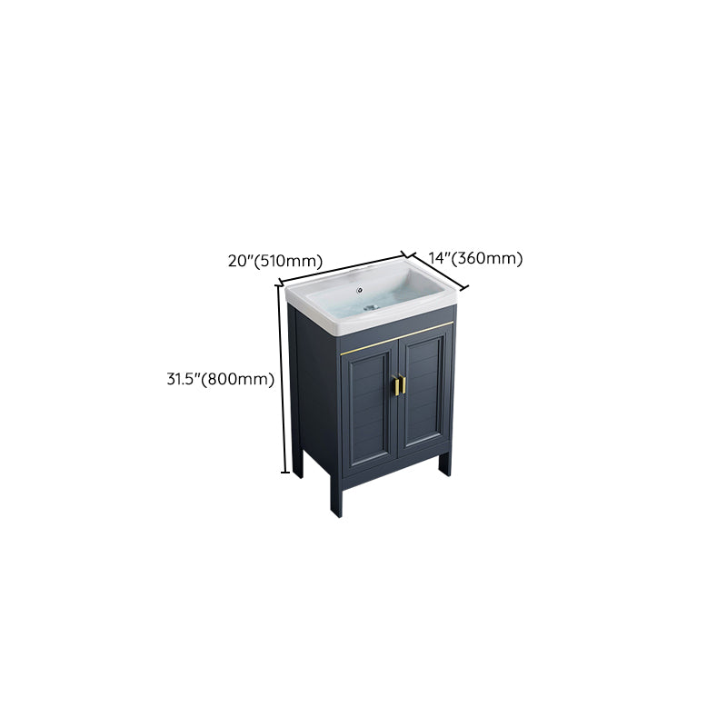 Blue Bath Vanity Freestanding Rectangular 2 Doors Single Sink Metal Frame Bathroom Vanity Clearhalo 'Bathroom Remodel & Bathroom Fixtures' 'Bathroom Vanities' 'bathroom_vanities' 'Home Improvement' 'home_improvement' 'home_improvement_bathroom_vanities' 7295302
