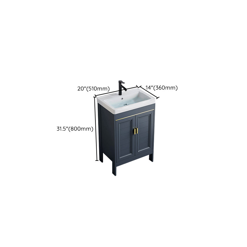 Blue Bath Vanity Freestanding Rectangular 2 Doors Single Sink Metal Frame Bathroom Vanity Clearhalo 'Bathroom Remodel & Bathroom Fixtures' 'Bathroom Vanities' 'bathroom_vanities' 'Home Improvement' 'home_improvement' 'home_improvement_bathroom_vanities' 7295304