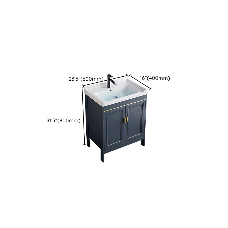 Blue Bath Vanity Freestanding Rectangular 2 Doors Single Sink Metal Frame Bathroom Vanity Clearhalo 'Bathroom Remodel & Bathroom Fixtures' 'Bathroom Vanities' 'bathroom_vanities' 'Home Improvement' 'home_improvement' 'home_improvement_bathroom_vanities' 7295306