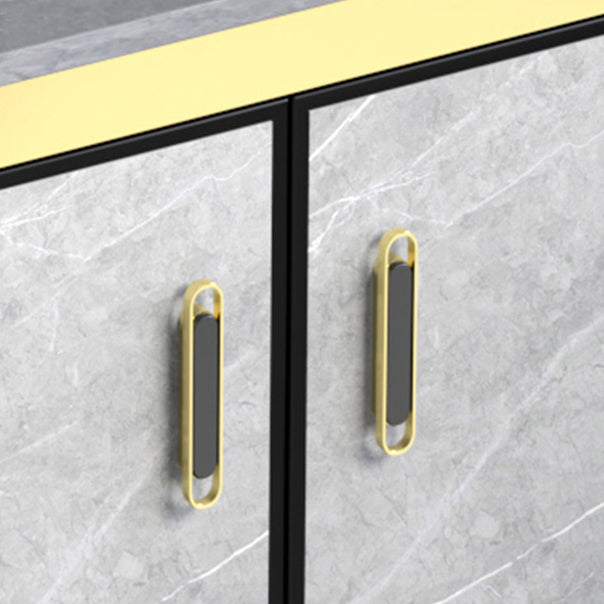 Metal Frame Vanity Grey Single Sink Rectangular Freestanding Mirror Vanity with Doors Clearhalo 'Bathroom Remodel & Bathroom Fixtures' 'Bathroom Vanities' 'bathroom_vanities' 'Home Improvement' 'home_improvement' 'home_improvement_bathroom_vanities' 7295332