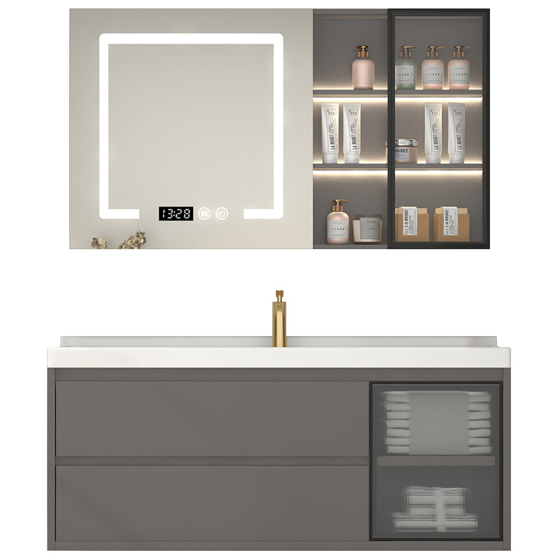 Wall Mount Gray Sink Vanity Modern Ceramic Single Rectangular Vanity Clearhalo 'Bathroom Remodel & Bathroom Fixtures' 'Bathroom Vanities' 'bathroom_vanities' 'Home Improvement' 'home_improvement' 'home_improvement_bathroom_vanities' 7295876
