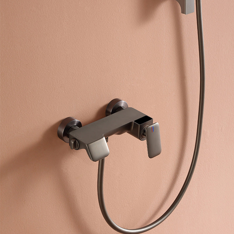 Modern Shower Set Solid Color Wall Mounted Slide Bar Included Shower Combo Clearhalo 'Bathroom Remodel & Bathroom Fixtures' 'Home Improvement' 'home_improvement' 'home_improvement_shower_faucets' 'Shower Faucets & Systems' 'shower_faucets' 'Showers & Bathtubs Plumbing' 'Showers & Bathtubs' 7296032
