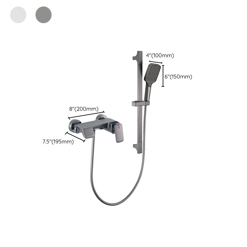 Modern Shower Set Solid Color Wall Mounted Slide Bar Included Shower Combo Clearhalo 'Bathroom Remodel & Bathroom Fixtures' 'Home Improvement' 'home_improvement' 'home_improvement_shower_faucets' 'Shower Faucets & Systems' 'shower_faucets' 'Showers & Bathtubs Plumbing' 'Showers & Bathtubs' 7296036