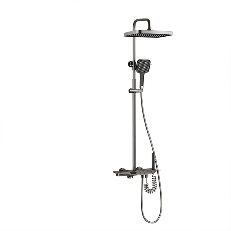 Modern Thermostatic Shower System Solid Color Slide Bar Included Shower Head Combo Clearhalo 'Bathroom Remodel & Bathroom Fixtures' 'Home Improvement' 'home_improvement' 'home_improvement_shower_faucets' 'Shower Faucets & Systems' 'shower_faucets' 'Showers & Bathtubs Plumbing' 'Showers & Bathtubs' 7296062