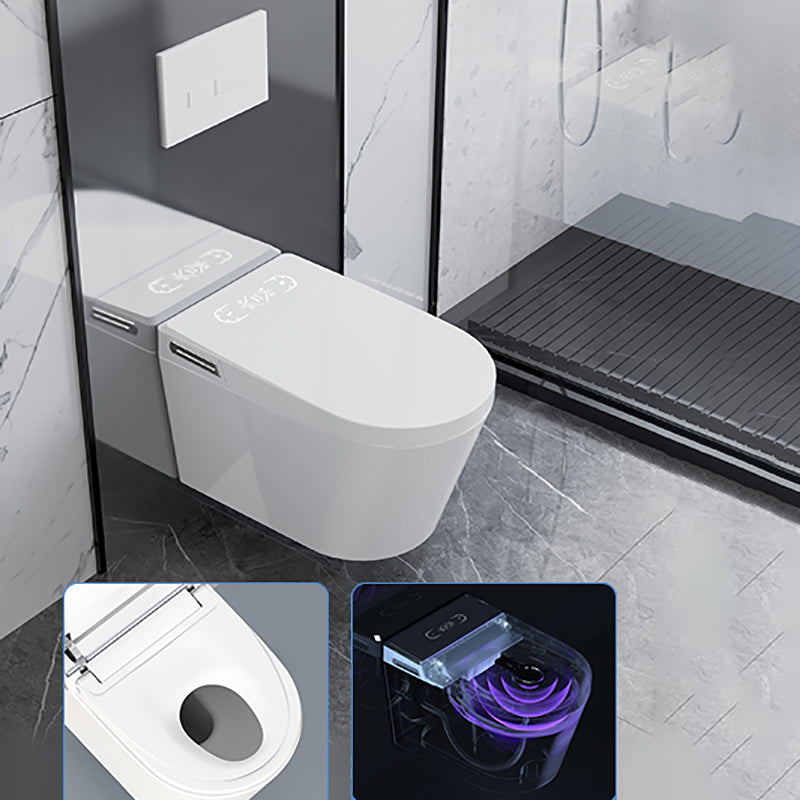 Contemporary Wall Mounted Bidet Elongated Foot Sensor Ceramic Heated Seat White Clearhalo 'Bathroom Remodel & Bathroom Fixtures' 'Bidets' 'Home Improvement' 'home_improvement' 'home_improvement_bidets' 'Toilets & Bidets' 7296226
