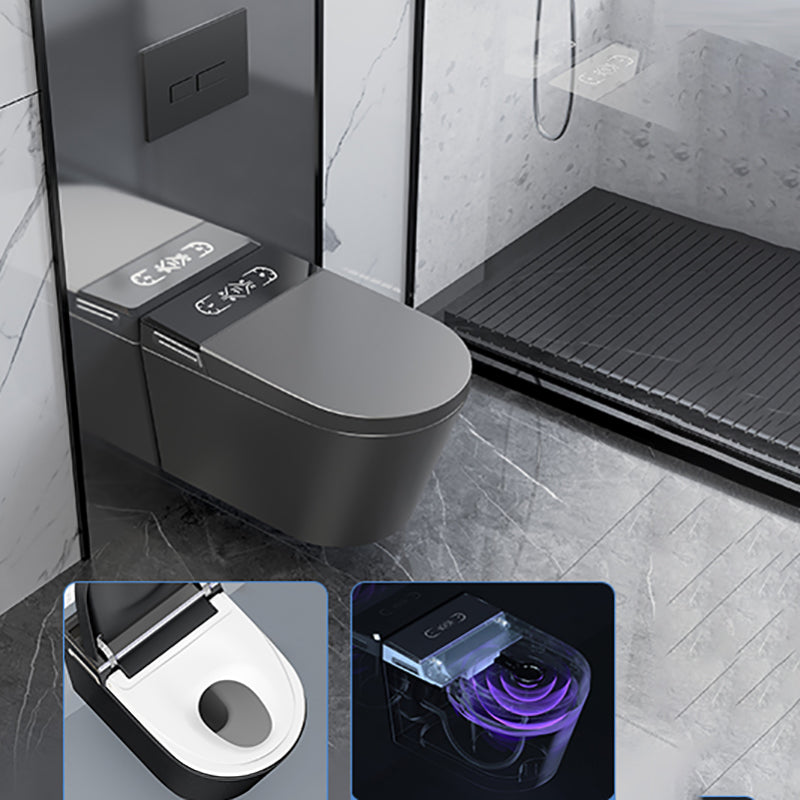 Contemporary Wall Mounted Bidet Elongated Foot Sensor Ceramic Heated Seat Grey Clearhalo 'Bathroom Remodel & Bathroom Fixtures' 'Bidets' 'Home Improvement' 'home_improvement' 'home_improvement_bidets' 'Toilets & Bidets' 7296228