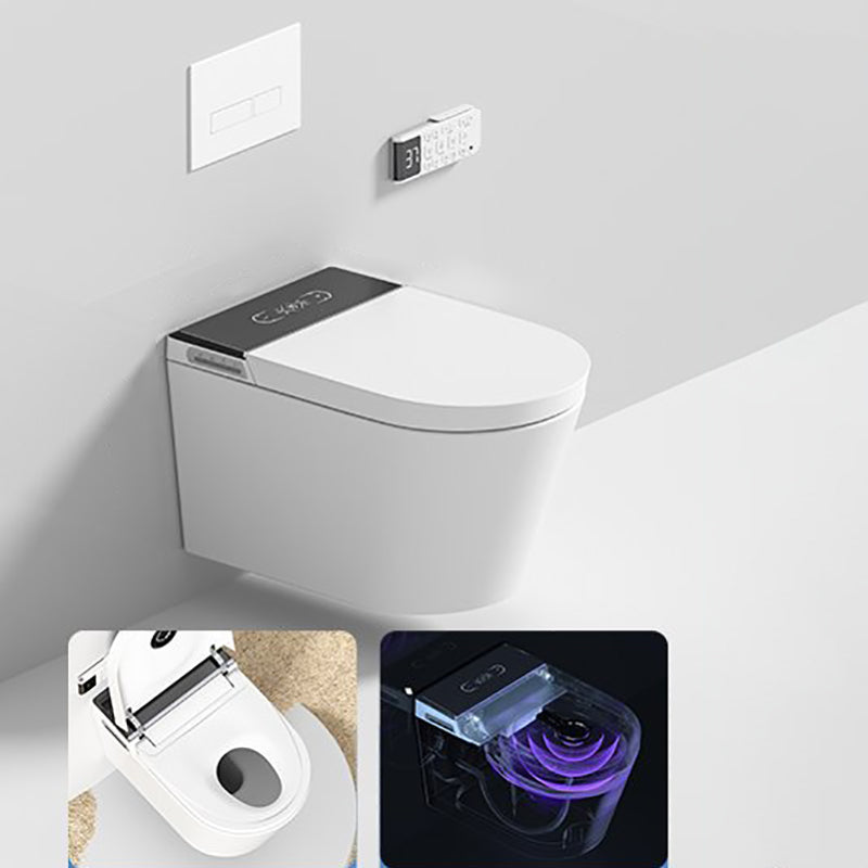 Elongated Wall Mounted Bidet Antimicrobial Smart Bidet with Heated Seat and Dryer White Black Manual Flip Clearhalo 'Bathroom Remodel & Bathroom Fixtures' 'Bidets' 'Home Improvement' 'home_improvement' 'home_improvement_bidets' 'Toilets & Bidets' 7296248