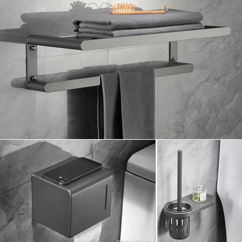 Modern Metal Bathroom Accessory As Individual Or As a Set in Grey 3-Piece Set Clearhalo 'Bathroom Hardware Sets' 'Bathroom Hardware' 'Bathroom Remodel & Bathroom Fixtures' 'bathroom_hardware_sets' 'Home Improvement' 'home_improvement' 'home_improvement_bathroom_hardware_sets' 7296272