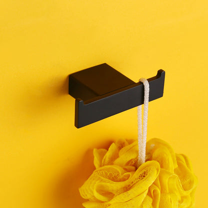 Modern Black Bathroom Accessory Kit with Bath Shelf and Soap Dish Towel Robe Hook Clearhalo 'Bathroom Hardware Sets' 'Bathroom Hardware' 'Bathroom Remodel & Bathroom Fixtures' 'bathroom_hardware_sets' 'Home Improvement' 'home_improvement' 'home_improvement_bathroom_hardware_sets' 7296295