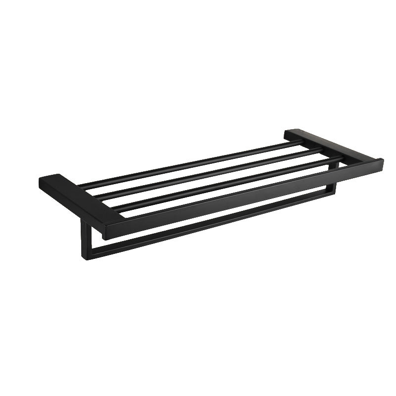 Modern Black Bathroom Accessory Kit with Bath Shelf and Soap Dish Clearhalo 'Bathroom Hardware Sets' 'Bathroom Hardware' 'Bathroom Remodel & Bathroom Fixtures' 'bathroom_hardware_sets' 'Home Improvement' 'home_improvement' 'home_improvement_bathroom_hardware_sets' 7296303