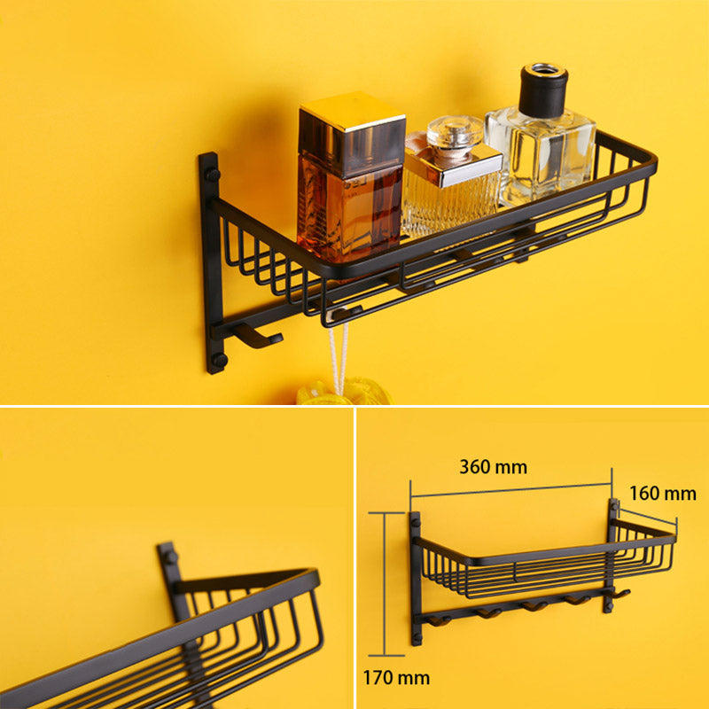 Modern Black Bathroom Accessory Kit with Bath Shelf and Soap Dish Clearhalo 'Bathroom Hardware Sets' 'Bathroom Hardware' 'Bathroom Remodel & Bathroom Fixtures' 'bathroom_hardware_sets' 'Home Improvement' 'home_improvement' 'home_improvement_bathroom_hardware_sets' 7296307