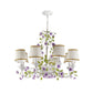 Bucket Fabric Chandelier Lighting Fixture Korean Flower 3/6/8 Bulbs Bedroom Suspension Pendant in White Clearhalo 'Ceiling Lights' 'Chandeliers' Lighting' options 729654