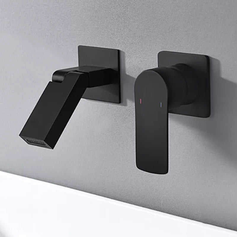 Modern Wall Mounted Bathroom Faucet Waterfall Spout Bathroom Faucet Negro Clearhalo 'bathroom_sink_faucets' 'Conjunta de Baño y Conjunta de Grifo' 'Coronamiento de Baño y Dispositivo de Baño' 'Grifo del lavabo del baño' 'Hogar' 'home_improvement' 'home_improvement_bathroom_sink_faucets' 'Mejoras para el hogar' 7297332