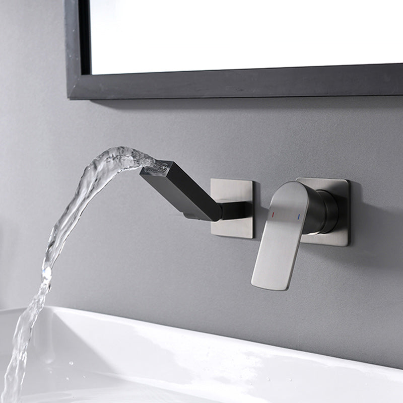 Modern Wall Mounted Bathroom Faucet Waterfall Spout Bathroom Faucet Clearhalo 'bathroom_sink_faucets' 'Conjunta de Baño y Conjunta de Grifo' 'Coronamiento de Baño y Dispositivo de Baño' 'Grifo del lavabo del baño' 'Hogar' 'home_improvement' 'home_improvement_bathroom_sink_faucets' 'Mejoras para el hogar' 7297334