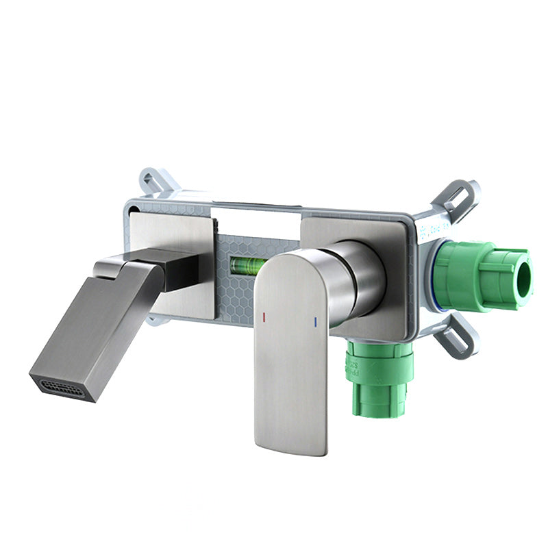 Modern Wall Mounted Bathroom Faucet Waterfall Spout Bathroom Faucet Clearhalo 'bathroom_sink_faucets' 'Conjunta de Baño y Conjunta de Grifo' 'Coronamiento de Baño y Dispositivo de Baño' 'Grifo del lavabo del baño' 'Hogar' 'home_improvement' 'home_improvement_bathroom_sink_faucets' 'Mejoras para el hogar' 7297340
