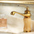 Deck Mounted Copper Tub Faucet Low Arc Roman Tub Faucet Set with Jade Dark Gold Normal Lever Handles Clearhalo 'Bathroom Remodel & Bathroom Fixtures' 'Bathroom Sink Faucets' 'Bathroom Sinks & Faucet Components' 'bathroom_sink_faucets' 'Home Improvement' 'home_improvement' 'home_improvement_bathroom_sink_faucets' 7297348