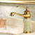 Deck Mounted Copper Tub Faucet Low Arc Roman Tub Faucet Set with Jade Beige/ Gold Normal Lever Handles Clearhalo 'Bathroom Remodel & Bathroom Fixtures' 'Bathroom Sink Faucets' 'Bathroom Sinks & Faucet Components' 'bathroom_sink_faucets' 'Home Improvement' 'home_improvement' 'home_improvement_bathroom_sink_faucets' 7297350