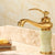Deck Mounted Copper Tub Faucet Low Arc Roman Tub Faucet Set with Jade Cyan Normal Lever Handles Clearhalo 'Bathroom Remodel & Bathroom Fixtures' 'Bathroom Sink Faucets' 'Bathroom Sinks & Faucet Components' 'bathroom_sink_faucets' 'Home Improvement' 'home_improvement' 'home_improvement_bathroom_sink_faucets' 7297354