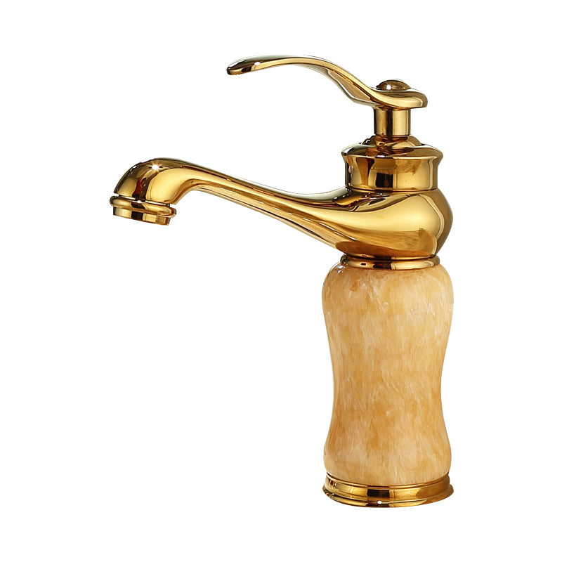 Deck Mounted Copper Tub Faucet Low Arc Roman Tub Faucet Set with Jade Clearhalo 'Bathroom Remodel & Bathroom Fixtures' 'Bathroom Sink Faucets' 'Bathroom Sinks & Faucet Components' 'bathroom_sink_faucets' 'Home Improvement' 'home_improvement' 'home_improvement_bathroom_sink_faucets' 7297355