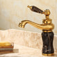 Deck Mounted Copper Tub Faucet Low Arc Roman Tub Faucet Set with Jade Brown-Black Normal Drop Handles Clearhalo 'Bathroom Remodel & Bathroom Fixtures' 'Bathroom Sink Faucets' 'Bathroom Sinks & Faucet Components' 'bathroom_sink_faucets' 'Home Improvement' 'home_improvement' 'home_improvement_bathroom_sink_faucets' 7297366