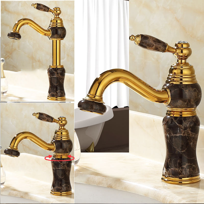 Deck Mounted Copper Tub Faucet Low Arc Roman Tub Faucet Set with Jade Brown-Black Lift Drop Handles Clearhalo 'Bathroom Remodel & Bathroom Fixtures' 'Bathroom Sink Faucets' 'Bathroom Sinks & Faucet Components' 'bathroom_sink_faucets' 'Home Improvement' 'home_improvement' 'home_improvement_bathroom_sink_faucets' 7297377