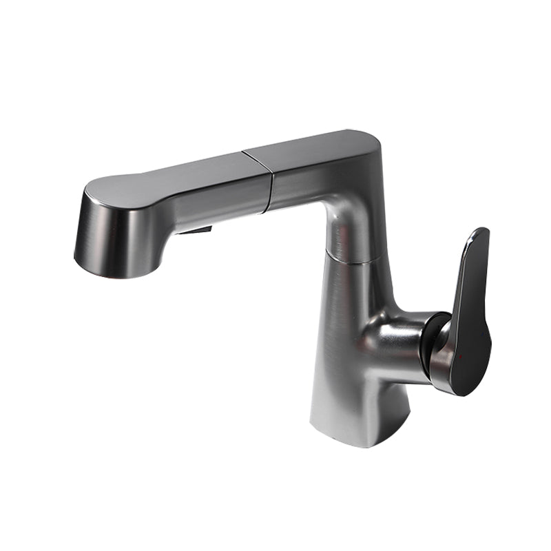 Bathroom Vessel Faucet High-Arc Swivel Spout Single Handle Faucet with Pull Out Sprayer Clearhalo 'Bathroom Remodel & Bathroom Fixtures' 'Bathroom Sink Faucets' 'Bathroom Sinks & Faucet Components' 'bathroom_sink_faucets' 'Home Improvement' 'home_improvement' 'home_improvement_bathroom_sink_faucets' 7297391