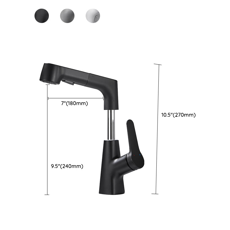 Bathroom Vessel Faucet High-Arc Swivel Spout Single Handle Faucet with Pull Out Sprayer Clearhalo 'Bathroom Remodel & Bathroom Fixtures' 'Bathroom Sink Faucets' 'Bathroom Sinks & Faucet Components' 'bathroom_sink_faucets' 'Home Improvement' 'home_improvement' 'home_improvement_bathroom_sink_faucets' 7297411