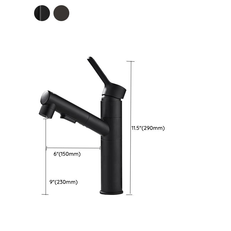 Bathroom Vessel Faucet High-Arc Swivel Spout Single Handle Faucet with Pull Out Sprayer Clearhalo 'Bathroom Remodel & Bathroom Fixtures' 'Bathroom Sink Faucets' 'Bathroom Sinks & Faucet Components' 'bathroom_sink_faucets' 'Home Improvement' 'home_improvement' 'home_improvement_bathroom_sink_faucets' 7297418