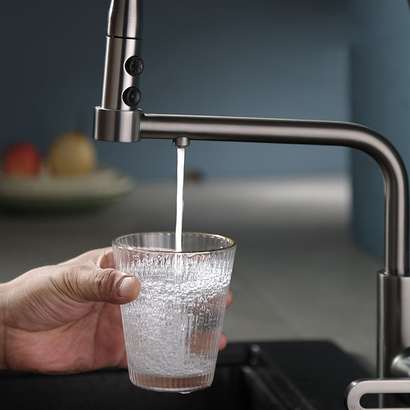 Modern Pull Down Single Handle Kitchen Faucet Desk Mounted Faucet Clearhalo 'Home Improvement' 'home_improvement' 'home_improvement_kitchen_faucets' 'Kitchen Faucets' 'Kitchen Remodel & Kitchen Fixtures' 'Kitchen Sinks & Faucet Components' 'kitchen_faucets' 7297423