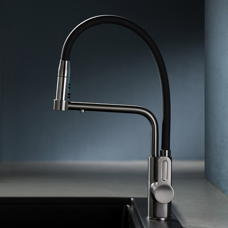 Modern Pull Down Single Handle Kitchen Faucet Desk Mounted Faucet Gun Grey Clearhalo 'Home Improvement' 'home_improvement' 'home_improvement_kitchen_faucets' 'Kitchen Faucets' 'Kitchen Remodel & Kitchen Fixtures' 'Kitchen Sinks & Faucet Components' 'kitchen_faucets' 7297424